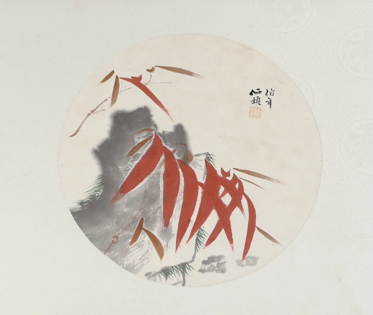 A Chinese painted fan leaf